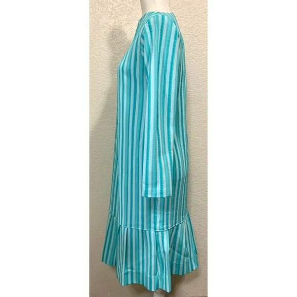 Handmade Vintage 80s Blue Long Sleeve Dress - Picture 2 of 6